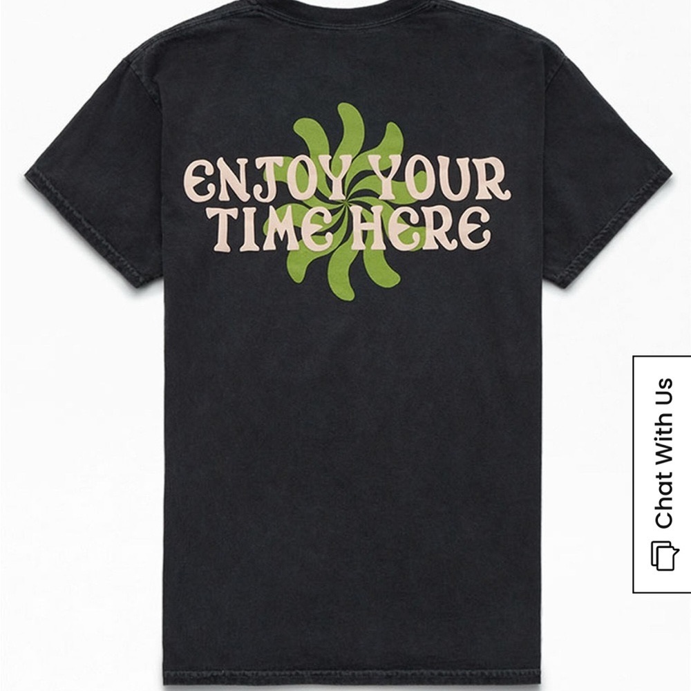 PACSUN Enjoy Your Time T-Shirt Mens Size Small Washed Black EUC